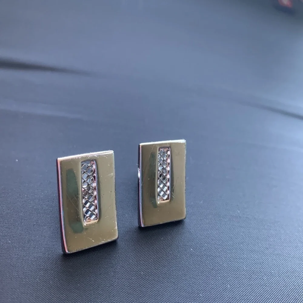 Cuff Links Anson patented pending dated back to 1940  latice work pattern silver